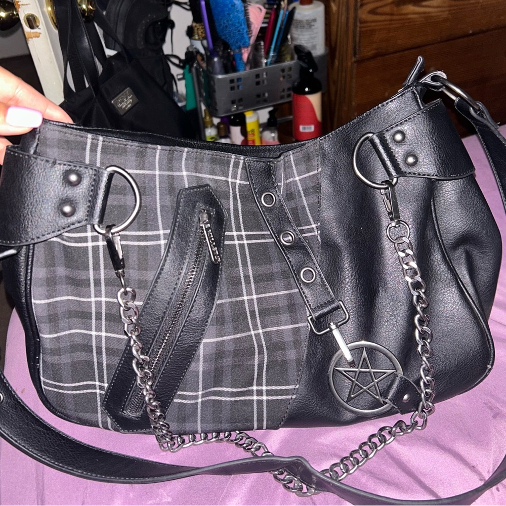 Killstar Black plaid Crossbody bag